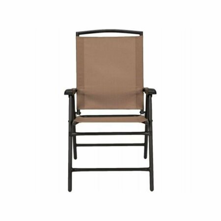 WOODARD Sunny Isles Sling Fabric Steel Folding Chair, Mocha 270110